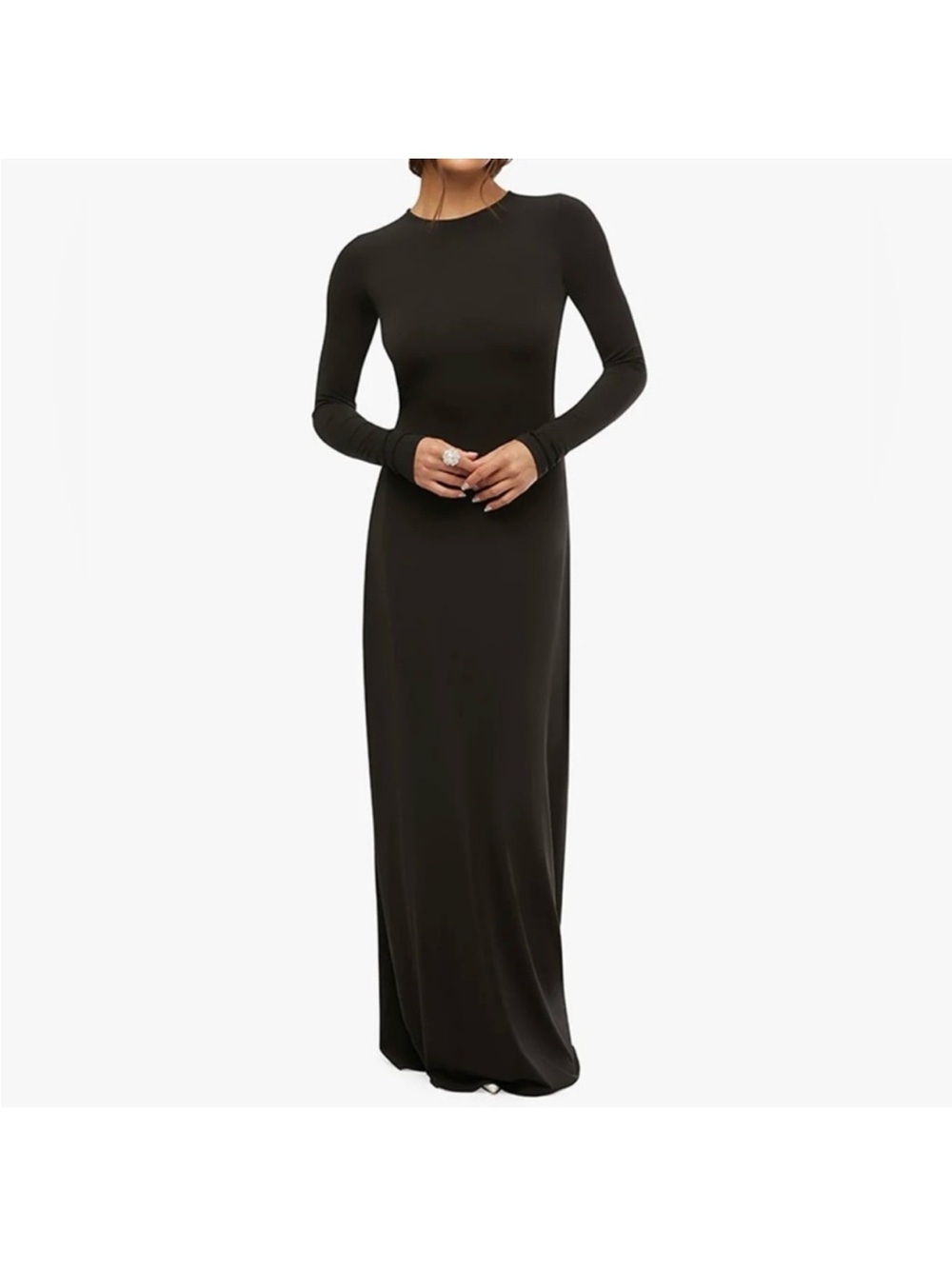 WeWoreWhat Black Long-Sleeve Maxi Dress - Picture 1 of 4